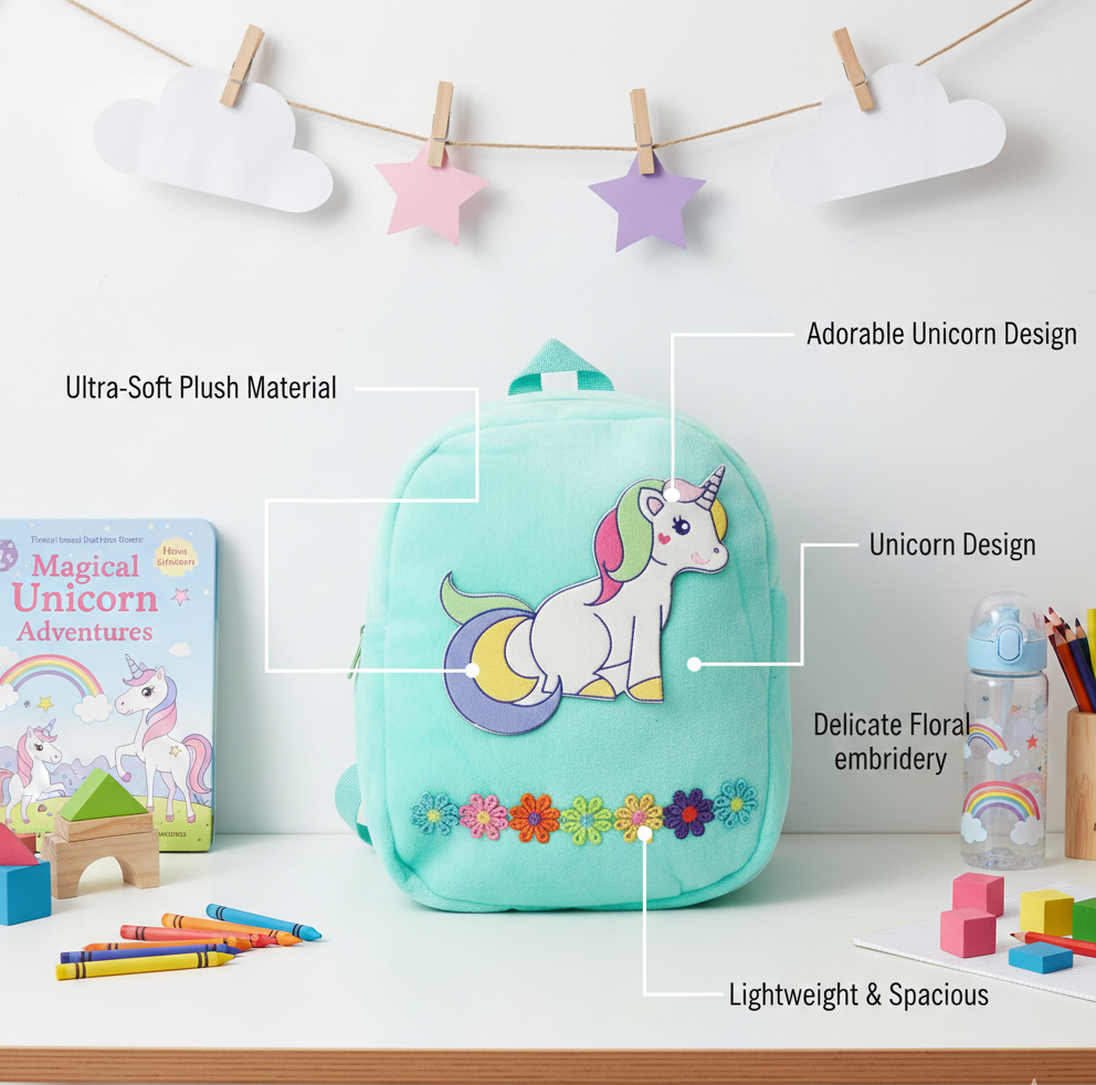 JUMBURA Beautiful Unicorn Backpack for Kids - Perfect for Theme Parties, Gifts, and Toddlers. Ideal Children's School Backpack
