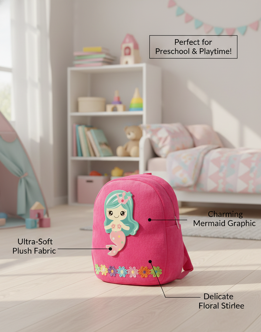 JUMBURA Beautiful Mermaid Backpack for Kids - Perfect for Theme Parties, Gifts, and Toddlers. Ideal Children's School Backpack