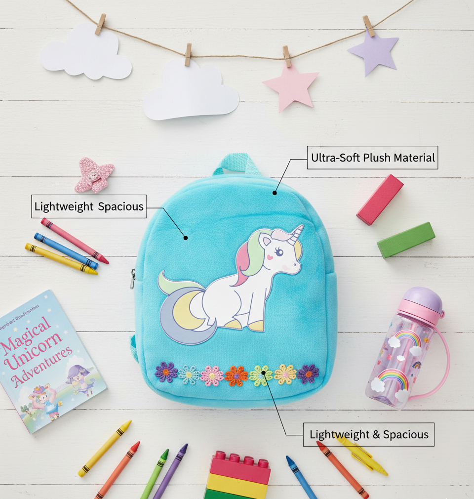 JUMBURA Beautiful Unicorn Backpack for Kids - Perfect for Theme Parties, Gifts, and Toddlers. Ideal Children's School Backpack