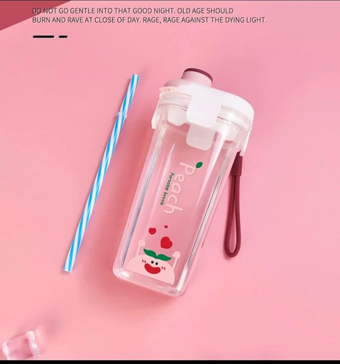 Fruit Theme Water Bottle Tumbler Sipper Cup with Lid & Pop-Up Open, Heavy-Duty Material, 500 ml (1 Piece)