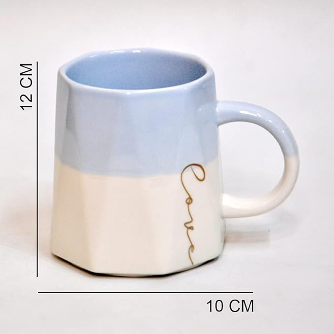 Dual Tone Color with Very Soft and Sober Look Pastel Tea Cup | Pearl Glazed Finish | Modern Art | Beautiful Soft Design | 420 ML | Ideal for Home Décor & Gifting/1 pc