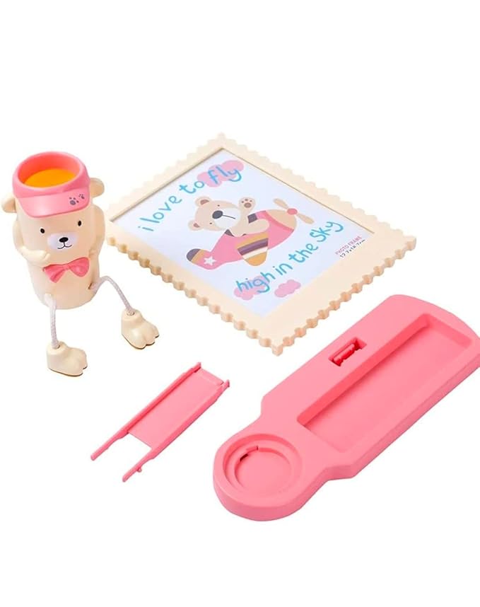 HOME DECOR Quality Material Wall Hanging and Table Top Teddy Desk Organizer & Photo Frame Set for Living Room Office (Cream),Plastic Photo Frames