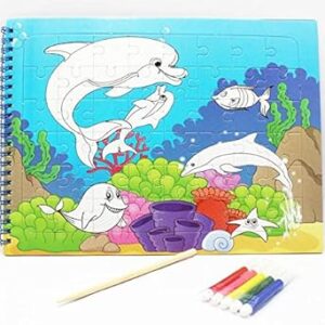 Jumbura 3 in One Coloring Art and Craft Book Set – Puzzle, Scratch Art & Coloring Book for Kids | Enhances Creativity & Imagination