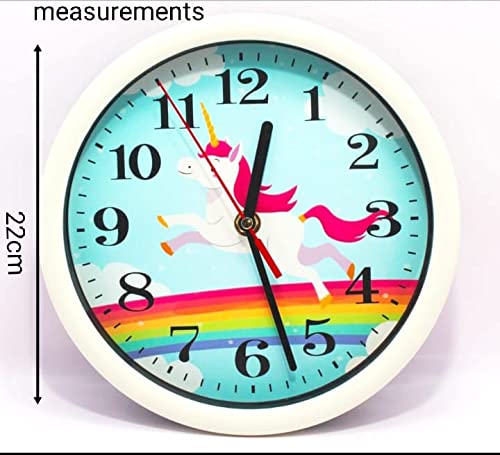 Jumbura 7-Inch Unicorn Wall Clock – White Plastic Decorative Clock for Kids Bedroom, Living Room, Kitchen & Home Décor