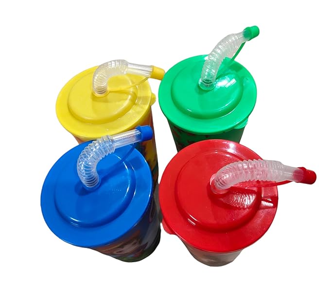 Kids funnyTheme PVC 3D Plastic Tumbler Pack of 6 pcs Return Gift Special for Kids Birthday Party Celebrations 450 ML
