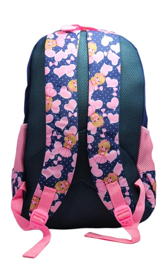 Girls 25L Navy Blue School Backpack – Big Size Comfortable Polyester School Bag for Kids | Casual Daily Use Backpack