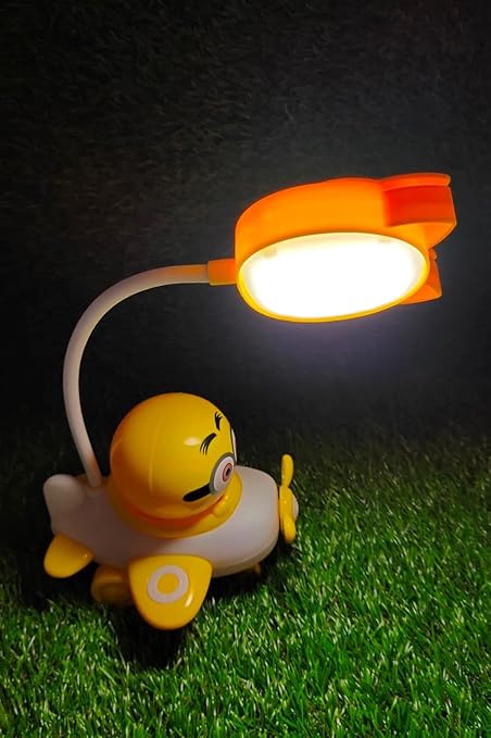 Kids Yellow Helicopter Lamp with Multi-Color Light Shades – 2-Way Lighting Toy Table Lamp for Bedroom, Study & Living Room Decor