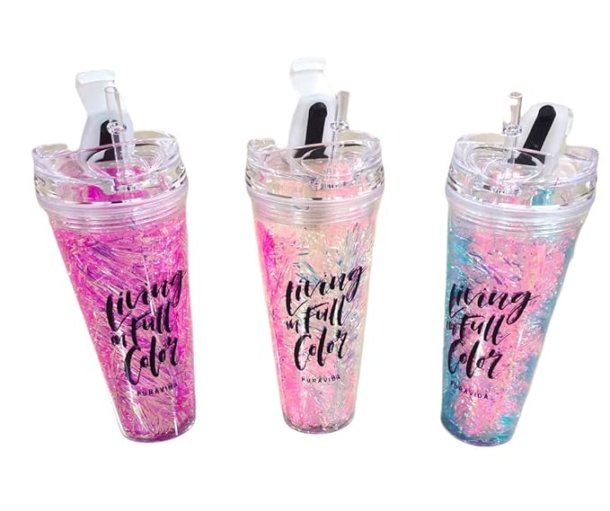 Creative Multipurpose Holographic Beautiful Drinking Sipper Cup with Straw and Closing Lid Drink for Milk, Tea, Coffee, Juice, Thick Shake Random Color 1 pc 650 ml