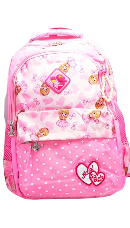 Girls 25L Pink School Backpack – Large Comfortable Polyester School Bag for Kids | Big Size Casual Backpack