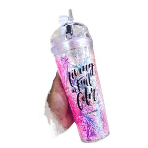 Creative Multipurpose Holographic Beautiful Drinking Sipper Cup with Straw and Closing Lid Drink for Milk, Tea, Coffee, Juice, Thick Shake Random Color 1 pc 650 ml