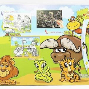 Jumbura 3 in One Coloring Art and Craft Book Set – Puzzle, Scratch Art & Coloring Book for Kids | Enhances Creativity & Imagination