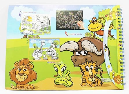 Jumbura 3 in One Coloring Art and Craft Book Set – Puzzle, Scratch Art & Coloring Book for Kids | Enhances Creativity & Imagination