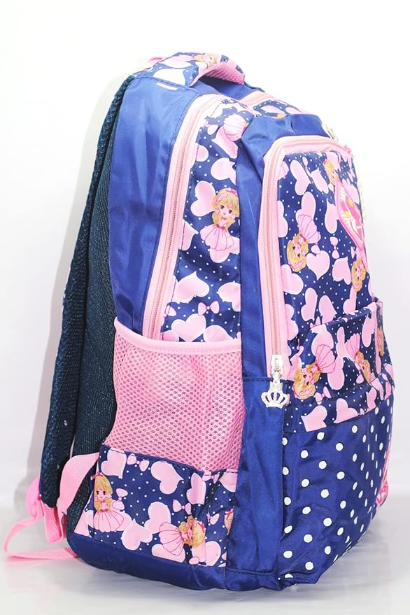 Girls 25L Navy Blue School Backpack – Big Size Comfortable Polyester School Bag for Kids | Casual Daily Use Backpack