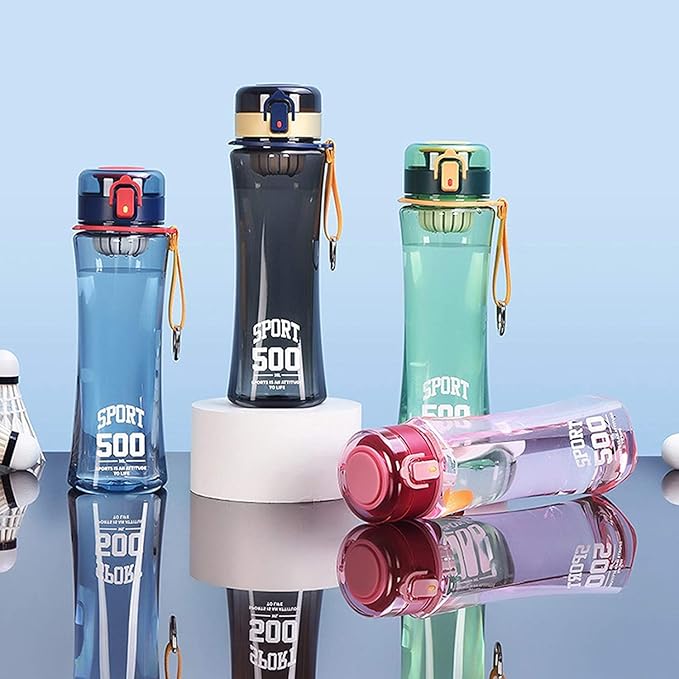 Kids 600ML BPA Free Water Bottle with Straw – Spill Proof Pop-Up Lid, Soft Handle Grip, School, Gym & Office Drink Bottle (Random Color)