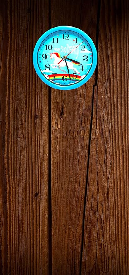 Jumbura 7-Inch Unicorn Wall Clock – Blue Plastic Decorative Clock for Kids Bedroom, Living Room, Kitchen & Home Décor
