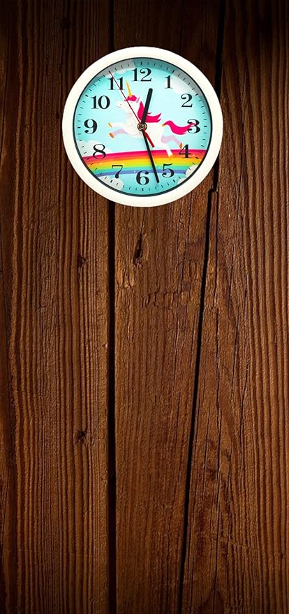 Jumbura 7-Inch Unicorn Wall Clock – White Plastic Decorative Clock for Kids Bedroom, Living Room, Kitchen & Home Décor