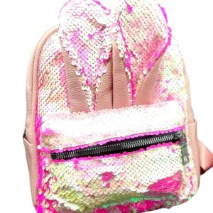 Fancy Mini Pink Sequin Backpack for Women & Girls – Small Daypack Rucksack for Travel, School, College, Office & Daily Use