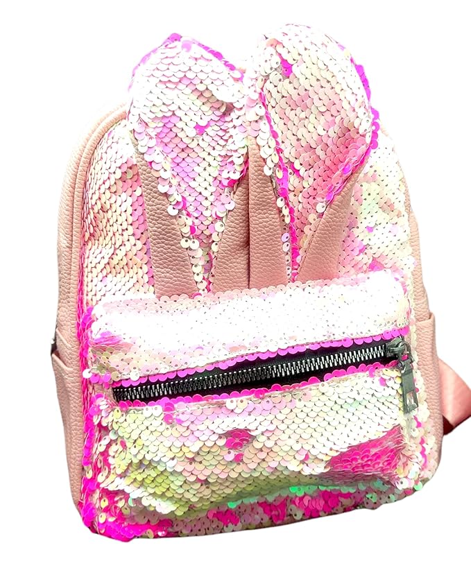 Fancy Mini Pink Sequin Backpack for Women & Girls – Small Daypack Rucksack for Travel, School, College, Office & Daily Use