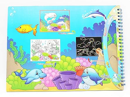 Jumbura 3 in One Coloring Art and Craft Book Set – Puzzle, Scratch Art & Coloring Book for Kids | Enhances Creativity & Imagination