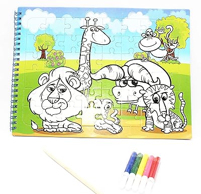 Jumbura 3 in One Coloring Art and Craft Book Set – Puzzle, Scratch Art & Coloring Book for Kids | Enhances Creativity & Imagination