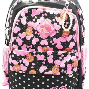 Girls Big Size 25L School Backpack – Black Polyester Casual School Bag for Kids, Comfortable & Durable Daily Use