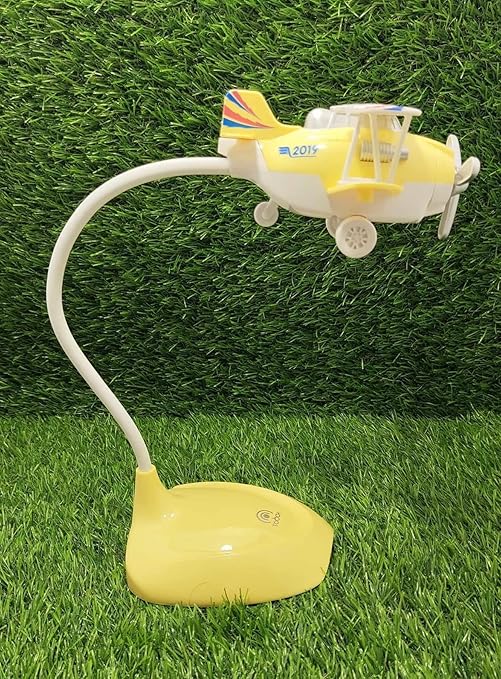 Kids Yellow Helicopter Lamp with Multi-Color Light Shades – Toy Table Lamp for Bedroom, Study & Living Room Decor