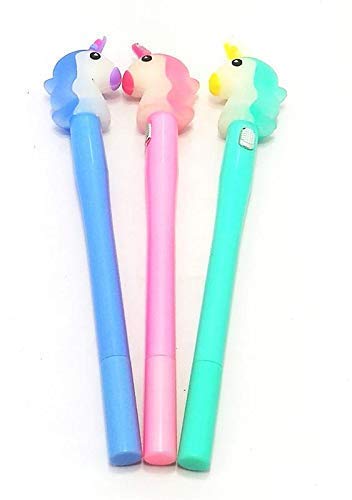 Beautiful Unicorn Gel Pens with 0.5mm Blue Ink - Pack of 3, Perfect for Kids, Birthday Party Favors, and Special Return Gifts - Lightweight and Fun Writing Tool