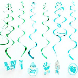Blue Swirl Hanging Birthday Decorations – Colorful Party Swirls with 6 Cutout Designs & 6 Extension Swirls | Ceiling Hanging Decor for Birthday Party Supplies