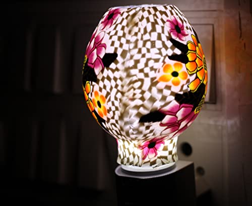 Ceramic Mosaic Night Lamp with LED Light & On/Off Switch | Decorative Table Lamp for Bedroom, Living Room | Unique Gift Item (Designs May Vary)