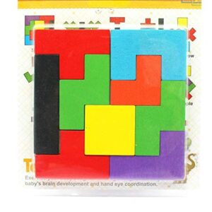 Children Preschool Kids Mental Development Tetris Jigsaw Puzzle | Educational Learning Toy for Kids (11.5 × 11.5 cm) | Brain-Boosting Wooden Tangram Puzzle | Pack of 2 Pcs