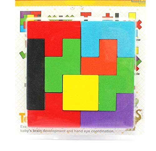 Children Preschool Kids Mental Development Tetris Jigsaw Puzzle | Educational Learning Toy for Kids (11.5 × 11.5 cm) | Brain-Boosting Wooden Tangram Puzzle | Pack of 2 Pcs