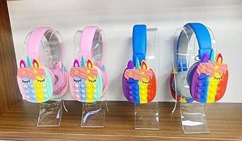 Unicorn Over-Ear Bluetooth Headphones for Kids | Adjustable Headband with Silicone Fidget Pop | Built-in Mic | Wireless Headset for Smartphone, Tablet & Computer (Multicolor)