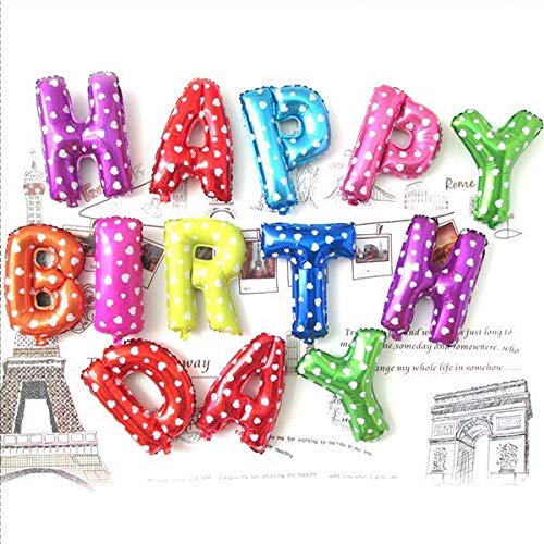 Happy Birthday Foil Letter Balloons 16 Inch – Metallic Multicolor Party Decoration Kit (Pack of 13) | Reusable Alphabet Balloons for Birthday Celebration, Home & Event Decor