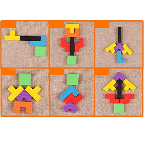 Children Preschool Kids Mental Development Tetris Jigsaw Puzzle | Educational Learning Toy for Kids (11.5 × 11.5 cm) | Brain-Boosting Wooden Tangram Puzzle | Pack of 2 Pcs