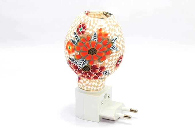 Ceramic Mosaic Night Lamp with LED Light & On/Off Switch | Decorative Table Lamp for Bedroom, Living Room | Unique Gift Item (Designs May Vary)