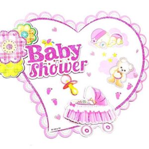 Happy Birthday 3D Baby Girl Shower Decoration Cutout – Pink Girl Design Hanging Swirl Decorations for Birthday Party | Baby Girl Birthday & Baby Shower Party Supplies | Pack of 2