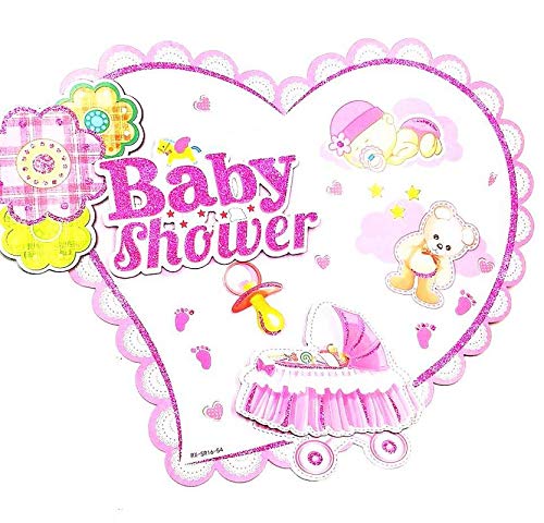 Happy Birthday 3D Baby Girl Shower Decoration Cutout – Pink Girl Design Hanging Swirl Decorations for Birthday Party | Baby Girl Birthday & Baby Shower Party Supplies | Pack of 2