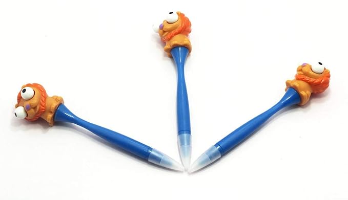 Silicone Pop Eye Animal Theme Ball Point Pens for Kids – Jungle Lion Design Return Gift Set (Pack of 3) | Cute Cartoon Pens for School, Party Favors & Kids Gifts