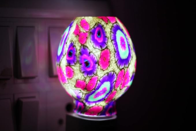 Ceramic Mosaic Night Lamp with LED Light & On/Off Switch | Decorative Table Lamp for Bedroom, Living Room | Unique Gift Item (Designs May Vary)