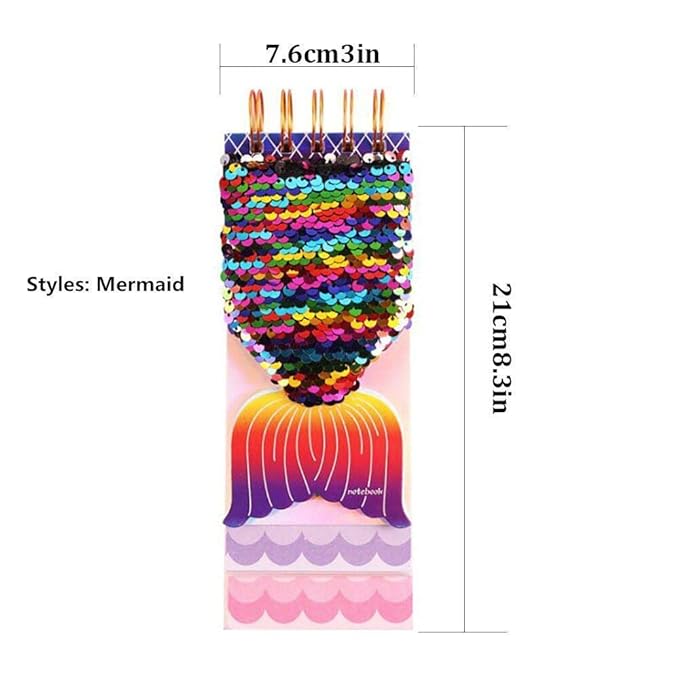Mermaid Sequin Tail 3-Layer Diary Set for Kids with Shining LED Light Gel Pen (Assorted Colors) – Cute Lock Diary Notebook for Girls, Gift for School & Return Gifts