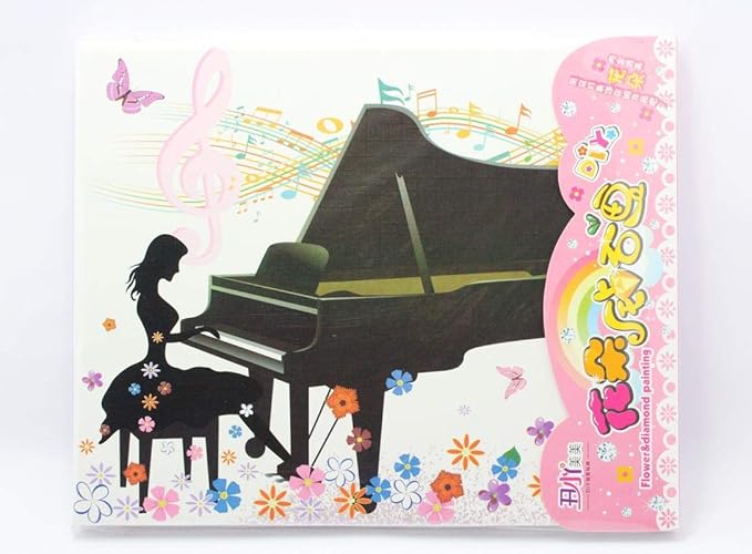 JUMBURA Premium Thick Wooden DIY Painting Board – Flower & Piano Diamond Art Canvas – Creative Craft Kit for Home Décor