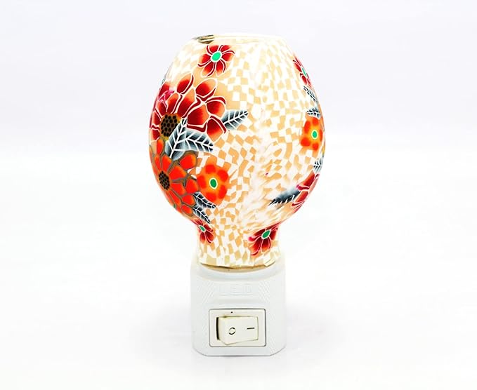 Ceramic Mosaic Night Lamp with LED Light & On/Off Switch | Decorative Table Lamp for Bedroom, Living Room | Unique Gift Item (Designs May Vary)