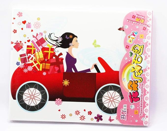 Jumbura Thick Quality Wooden Board DIY Flower & Diamond Painting Canvas – Sparkling Car Design – Creative Craft Kit for Decoration & Art Activities