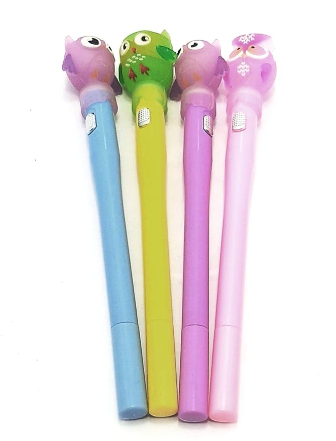 Beautiful Cartoon Unicorn Light Gel Pens – 0.5mm Blue Ink, Pack of 4 – Cute Writing Pens for Kids, Birthday Return Gifts & Party Favors