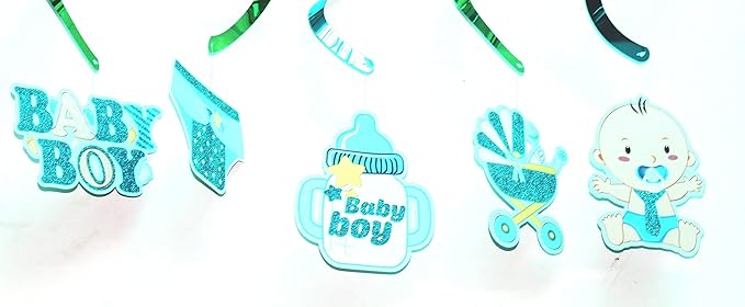 Blue Swirl Hanging Birthday Decorations – Colorful Party Swirls with 6 Cutout Designs & 6 Extension Swirls | Ceiling Hanging Decor for Birthday Party Supplies