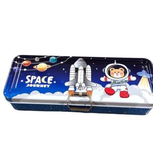 Jumbura Beautiful Space Theme Pencil Box with Multiple Compartment with 2 Pencil 1 Eraser 1 Scale 1 Sharpener for Kids Birthday Return Gift Supply