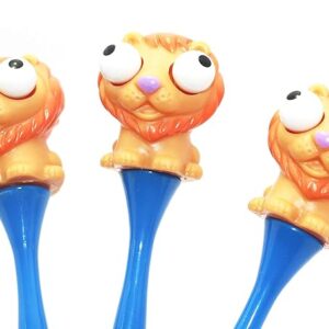 Silicone Pop Eye Animal Theme Ball Point Pens for Kids – Jungle Lion Design Return Gift Set (Pack of 3) | Cute Cartoon Pens for School, Party Favors & Kids Gifts