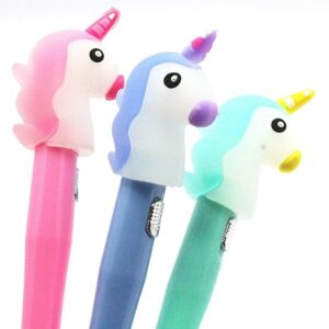 Beautiful Unicorn Gel Pens with 0.5mm Blue Ink – Pack of 3, Perfect for Kids, Birthday Party Favors, and Special Return Gifts – Lightweight and Fun Writing Tool