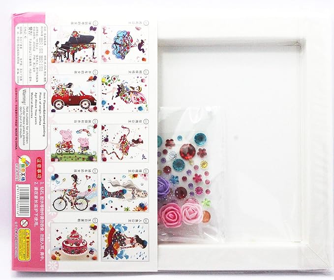 Jumbura Thick Quality Wooden Board DIY Flower & Diamond Painting Canvas – Sparkling Car Design – Creative Craft Kit for Decoration & Art Activities