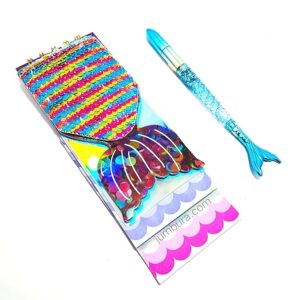 Mermaid Sequin Tail 3-Layer Diary Set for Kids with Shining LED Light Gel Pen (Assorted Colors) – Cute Lock Diary Notebook for Girls, Gift for School & Return Gifts